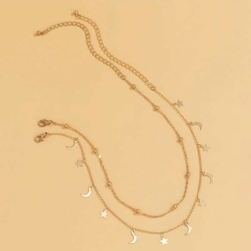 2pcs Star Moon Charm Necklace